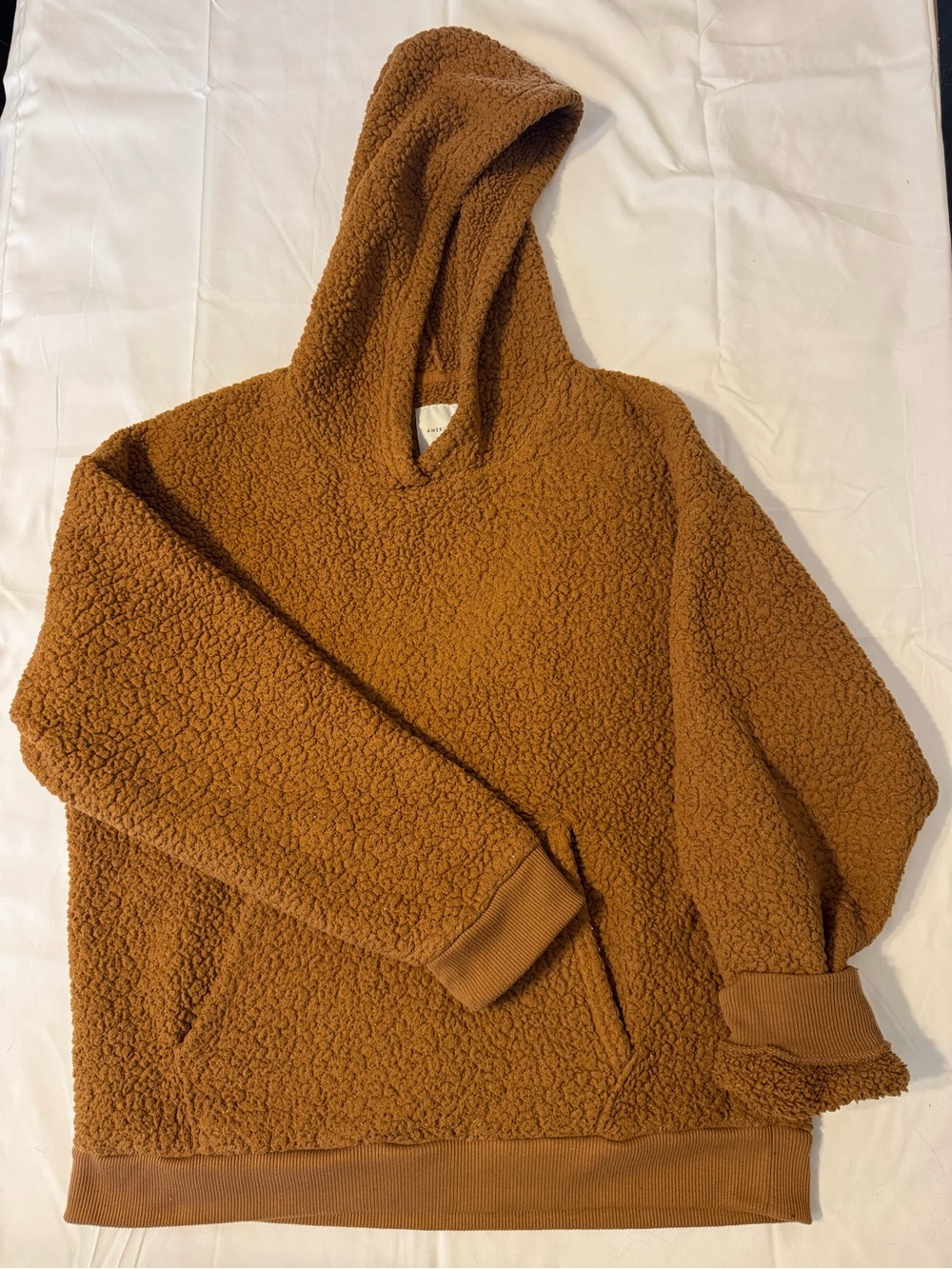 American Eagle Outfitters Men's Sherpa Hoodie in Chestnut Brown